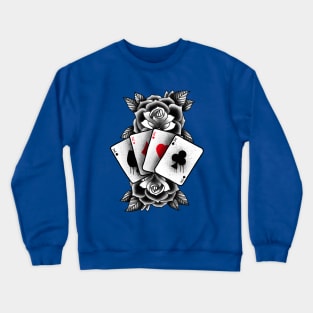 Playing cards and roses Crewneck Sweatshirt